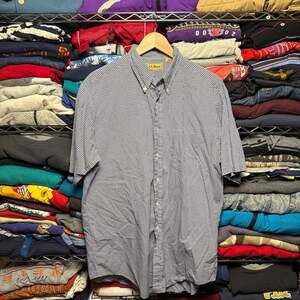 L.L. Bean Vintage Gingham Short Sleeve Button Down Shirt Men's Large Tall
